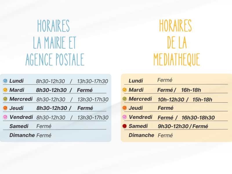 HORAIRES MAIRIE & Mediathèque