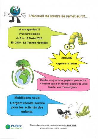 ACCUEIL DE LOISIRS BONBADILOM : COLLECTE PAPIERS